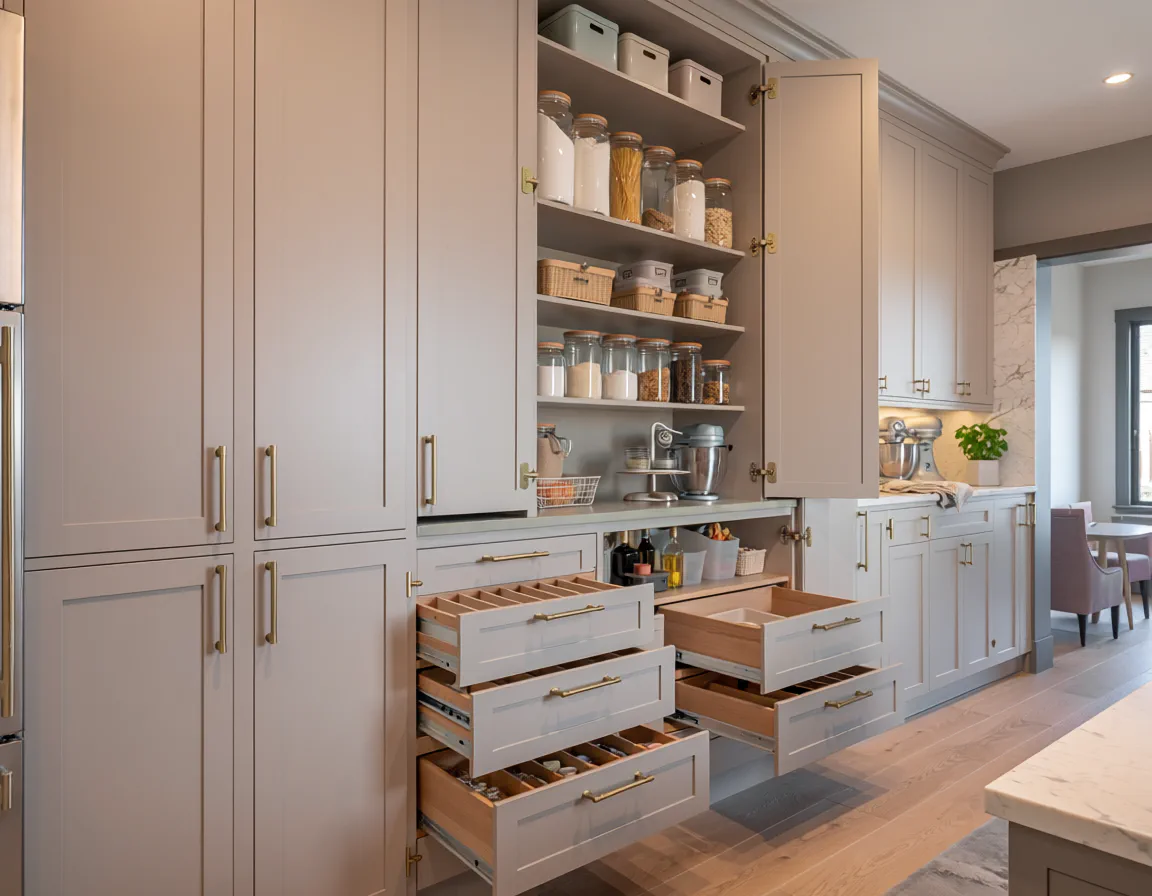 Custom pantry wall cabinetry in a new-construction Lakewood Ranch home